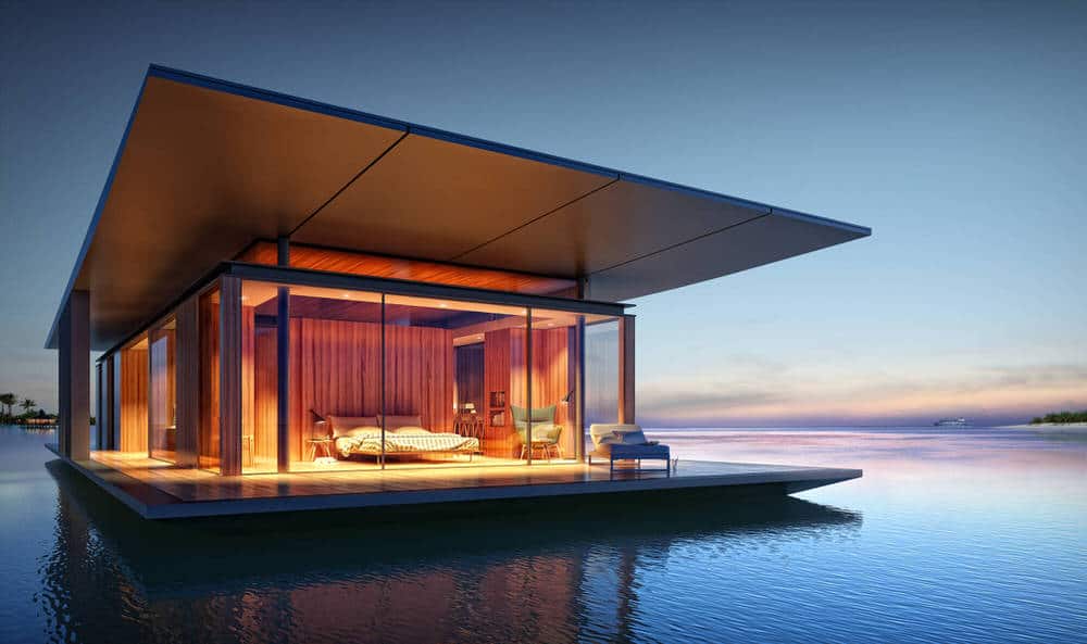 Luxury residential lobby with modern furnishings